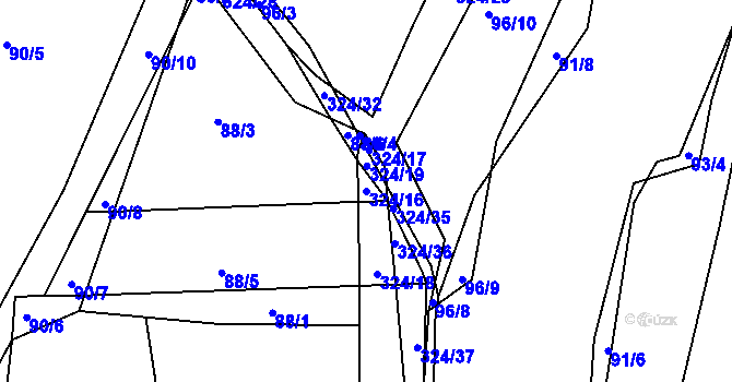 Parcela st. 324/16 v KÚ Zibohlavy, Katastrální mapa