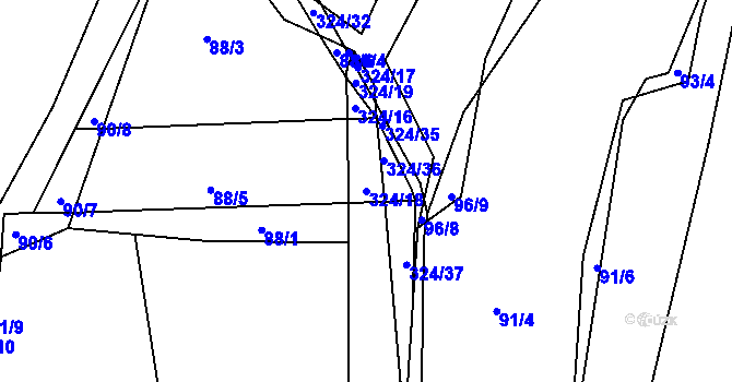 Parcela st. 324/18 v KÚ Zibohlavy, Katastrální mapa