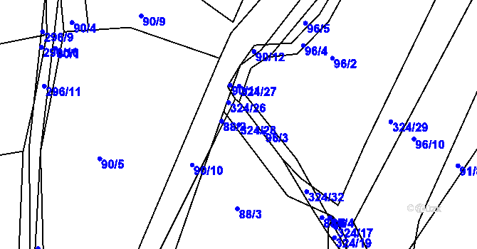 Parcela st. 324/28 v KÚ Zibohlavy, Katastrální mapa