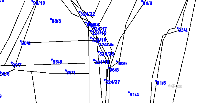 Parcela st. 324/36 v KÚ Zibohlavy, Katastrální mapa