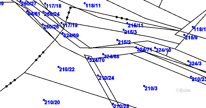 Parcela st. 324/68 v KÚ Zibohlavy, Katastrální mapa
