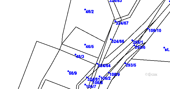 Parcela st. 46/5 v KÚ Zibohlavy, Katastrální mapa