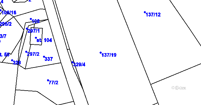 Parcela st. 137/19 v KÚ Zibohlavy, Katastrální mapa