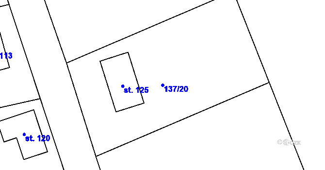 Parcela st. 137/20 v KÚ Zibohlavy, Katastrální mapa
