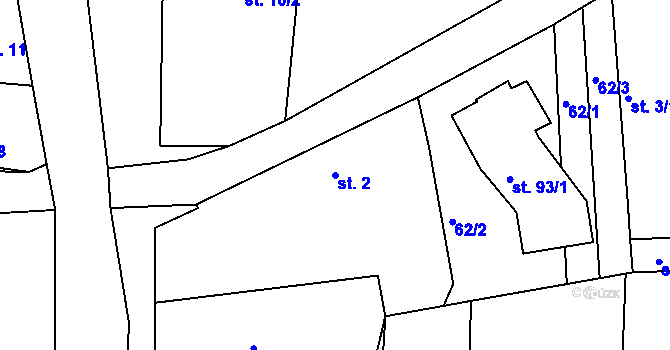 Parcela st. 2 v KÚ Lipec, Katastrální mapa