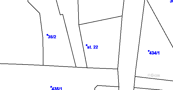 Parcela st. 22 v KÚ Lipec, Katastrální mapa