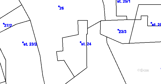 Parcela st. 24 v KÚ Lipec, Katastrální mapa