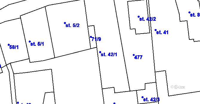 Parcela st. 42/1 v KÚ Lipec, Katastrální mapa