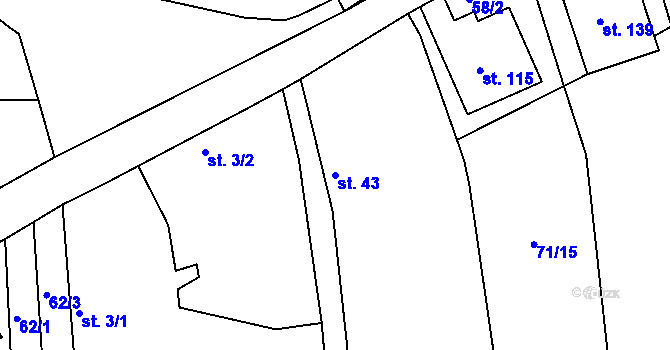 Parcela st. 43 v KÚ Lipec, Katastrální mapa