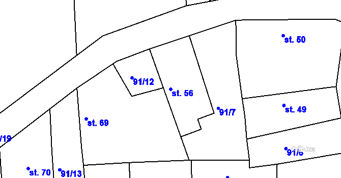 Parcela st. 56 v KÚ Lipec, Katastrální mapa