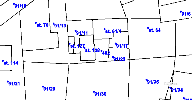 Parcela st. 61/2 v KÚ Lipec, Katastrální mapa