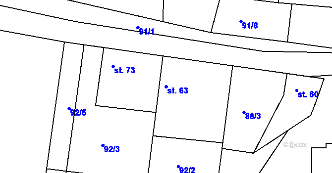 Parcela st. 63 v KÚ Lipec, Katastrální mapa