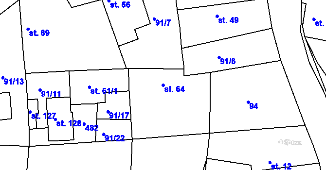 Parcela st. 64 v KÚ Lipec, Katastrální mapa