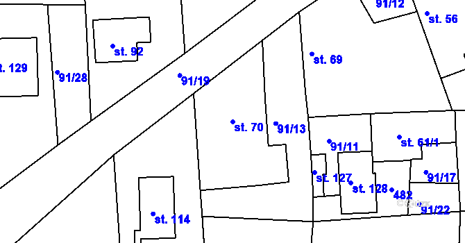 Parcela st. 70 v KÚ Lipec, Katastrální mapa