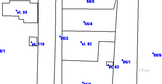 Parcela st. 82 v KÚ Lipec, Katastrální mapa