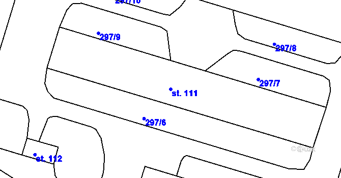 Parcela st. 111 v KÚ Lipec, Katastrální mapa