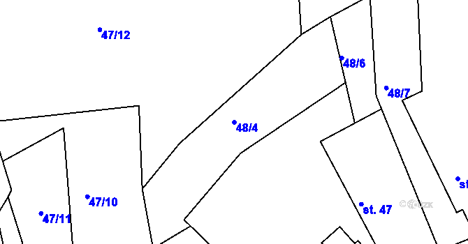 Parcela st. 48/4 v KÚ Lipec, Katastrální mapa