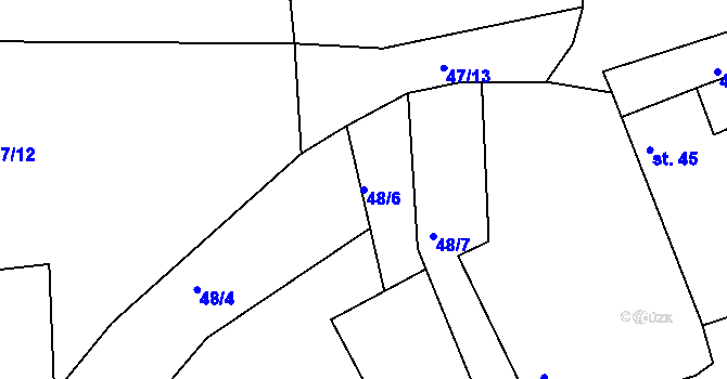Parcela st. 48/6 v KÚ Lipec, Katastrální mapa