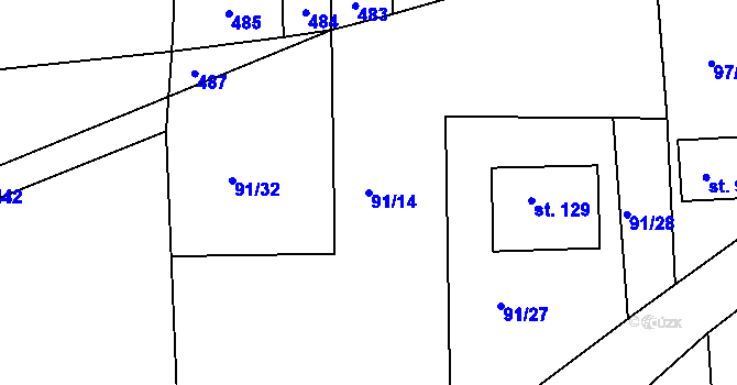 Parcela st. 91/14 v KÚ Lipec, Katastrální mapa