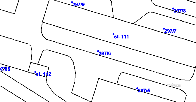 Parcela st. 297/6 v KÚ Lipec, Katastrální mapa