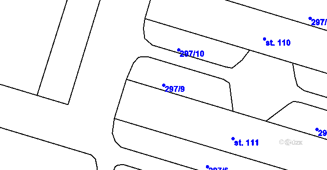 Parcela st. 297/9 v KÚ Lipec, Katastrální mapa