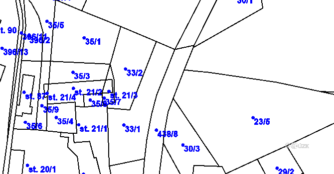 Parcela st. 438 v KÚ Lipec, Katastrální mapa