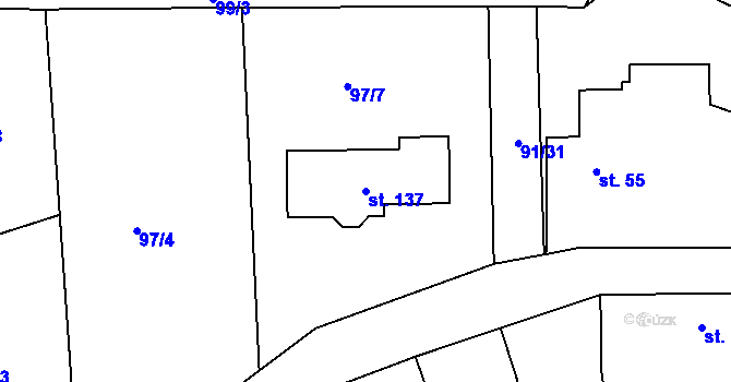 Parcela st. 137 v KÚ Lipec, Katastrální mapa