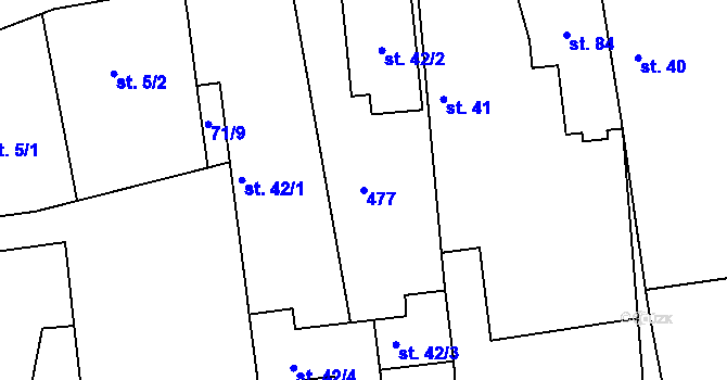 Parcela st. 477 v KÚ Lipec, Katastrální mapa