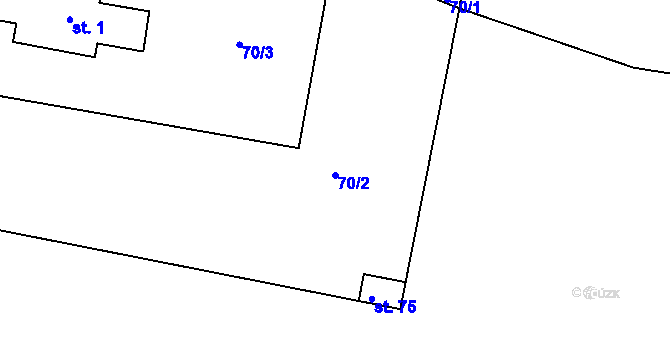 Parcela st. 70/2 v KÚ Lipec, Katastrální mapa