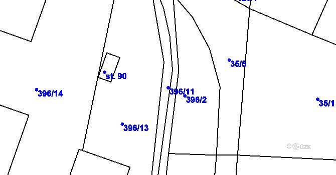 Parcela st. 396/11 v KÚ Lipec, Katastrální mapa