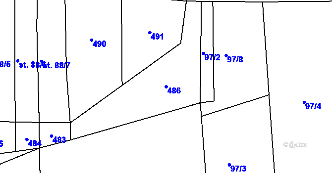 Parcela st. 486 v KÚ Lipec, Katastrální mapa