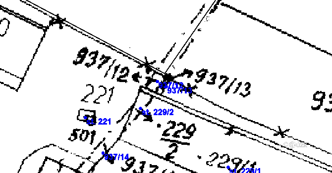 Parcela st. 937/13 v KÚ Radovesnice II, Katastrální mapa