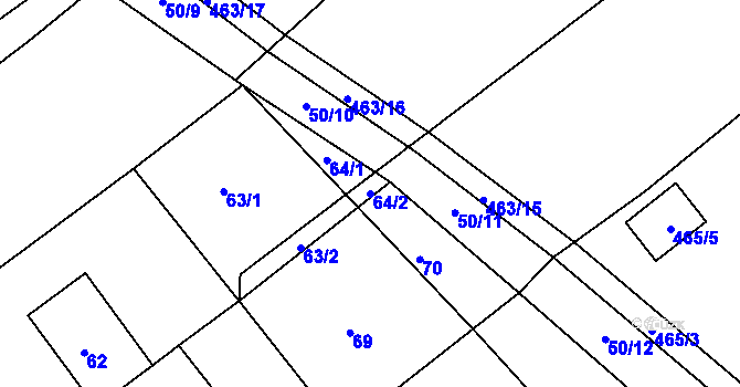 Parcela st. 64/2 v KÚ Radslavice u Vyškova, Katastrální mapa