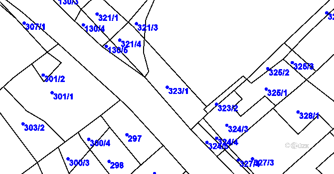 Parcela st. 323/1 v KÚ Radslavice u Vyškova, Katastrální mapa