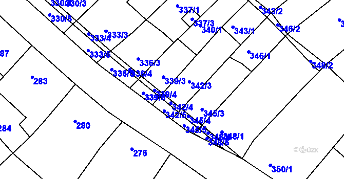 Parcela st. 342 v KÚ Radslavice u Vyškova, Katastrální mapa
