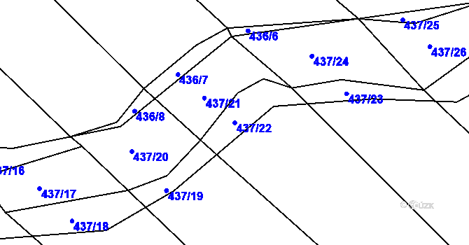 Parcela st. 437/22 v KÚ Radslavice u Vyškova, Katastrální mapa