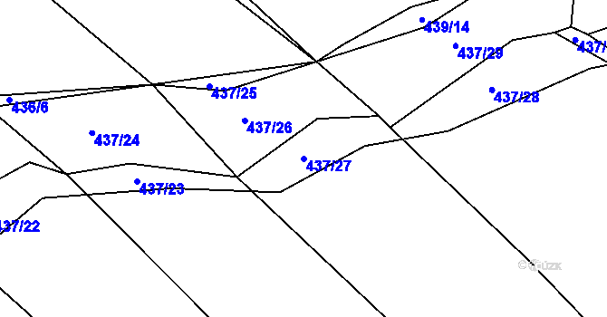 Parcela st. 437/27 v KÚ Radslavice u Vyškova, Katastrální mapa