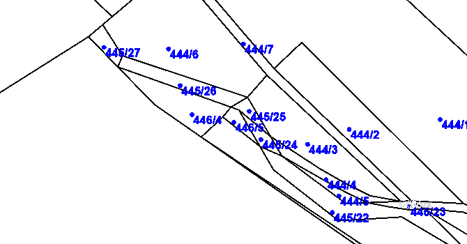 Parcela st. 446/5 v KÚ Radslavice u Vyškova, Katastrální mapa