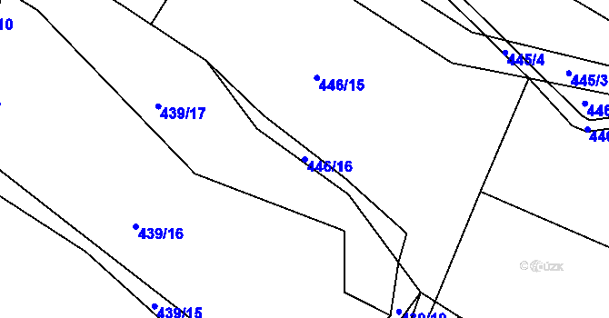 Parcela st. 446/16 v KÚ Radslavice u Vyškova, Katastrální mapa
