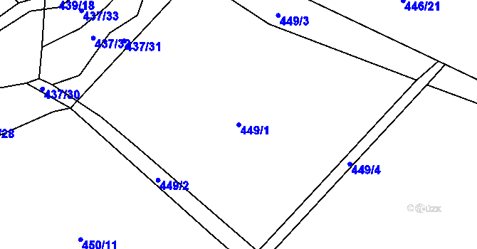 Parcela st. 449/1 v KÚ Radslavice u Vyškova, Katastrální mapa