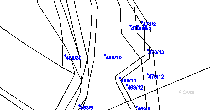 Parcela st. 469/10 v KÚ Radslavice u Vyškova, Katastrální mapa