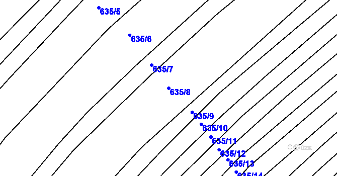Parcela st. 635/8 v KÚ Radslavice u Vyškova, Katastrální mapa