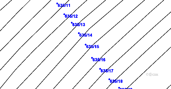 Parcela st. 635/15 v KÚ Radslavice u Vyškova, Katastrální mapa