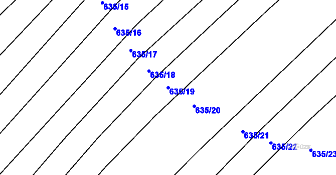 Parcela st. 635/19 v KÚ Radslavice u Vyškova, Katastrální mapa
