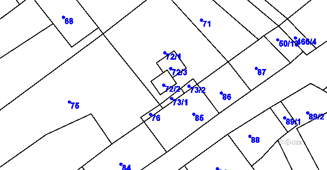 Parcela st. 72/2 v KÚ Radslavice u Vyškova, Katastrální mapa