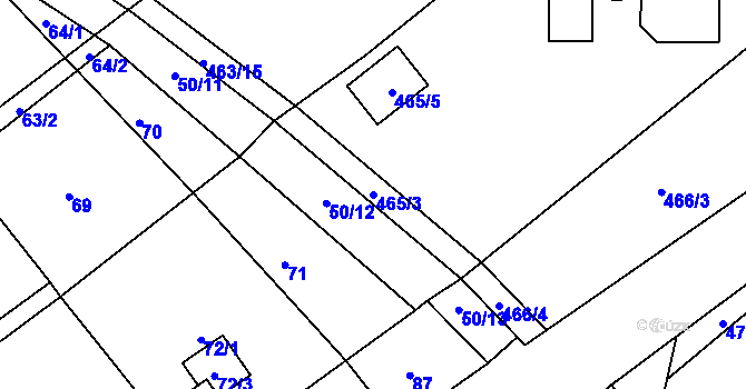 Parcela st. 465/3 v KÚ Radslavice u Vyškova, Katastrální mapa