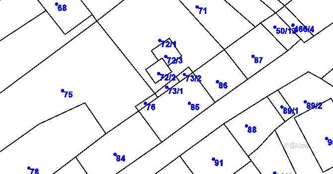 Parcela st. 73/1 v KÚ Radslavice u Vyškova, Katastrální mapa