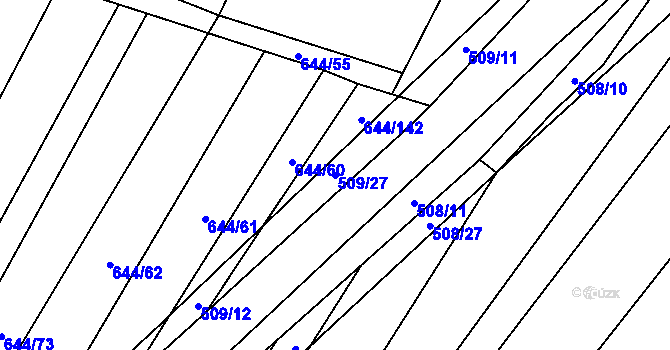 Parcela st. 509/27 v KÚ Radslavice u Vyškova, Katastrální mapa