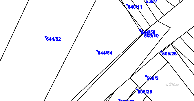 Parcela st. 644/54 v KÚ Radslavice u Vyškova, Katastrální mapa