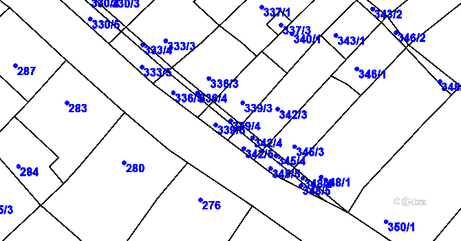 Parcela st. 339/4 v KÚ Radslavice u Vyškova, Katastrální mapa